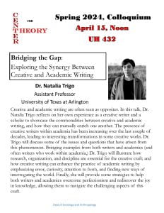 Flyer for Colloquium April 15, 2024 at Noon in UH 432